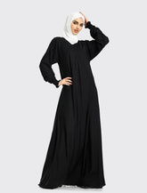 Womens Black Mid Zip Umbrella Abaya for Umrah Hajj Casualwear